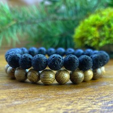 2 Bracelets Bois de Wengé  Pierre de lave Naturelles Grandes tailles disponibles