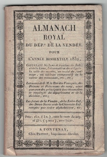Vendée almanach royal du - ,