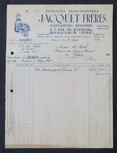 Facture 1912 jacquet semence - facture,