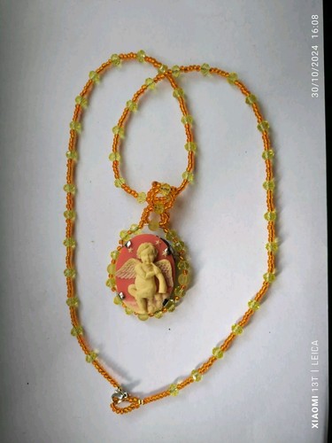 Collier avec camée orange - collier,
