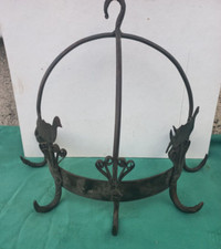 ANCIENNE COURONNE D'OFFICE FER FORGÉ CUISINE Charcuterie Volaille   Demi-Lune