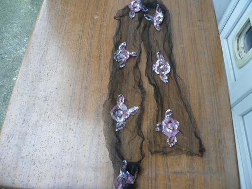 Parement ancien tulle noir - en,