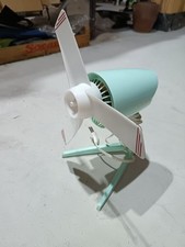 Ancien ventilateur CALOR vintage Bleu Vert de bureau design Hauteur 22 cm