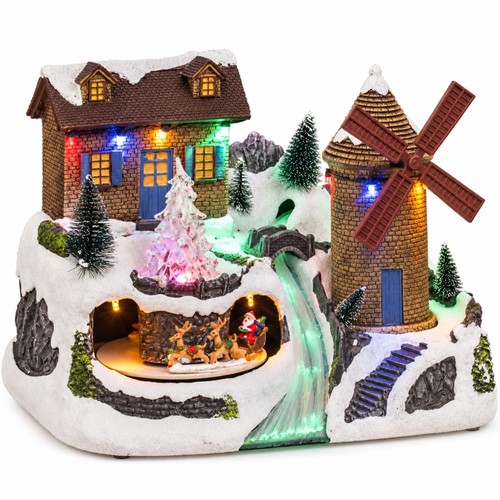 Village lumineux noël moulin - village,