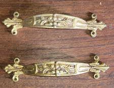 Vintage 2 Anciennes Poignées de meuble tiroir art déco laiton marquée LB 265