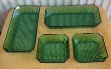 Lot De 4 Ramequin Ravier En Verre Vert Arcoroc Set Hors D'œuvre Apéritif Vintage