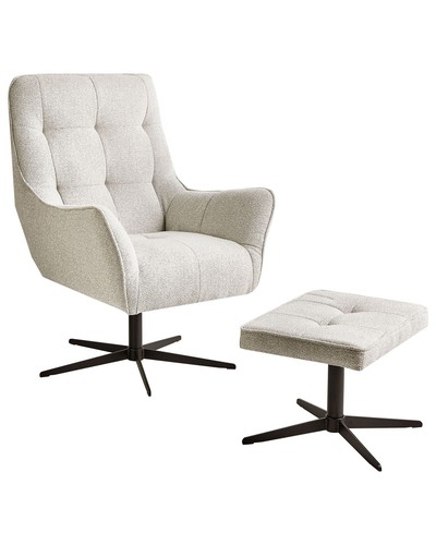 Fauteuil avec pouf tissu - fauteuil,