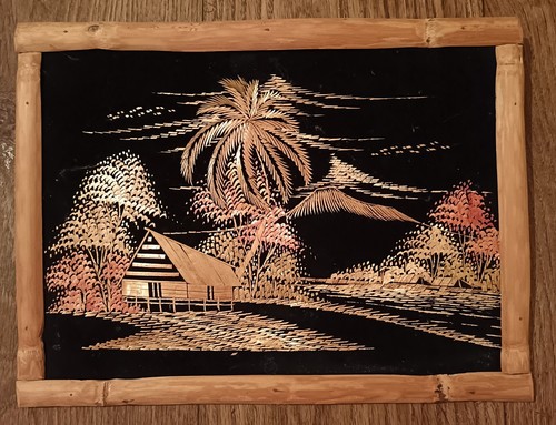 Tableau marqueterie paille - tableau,