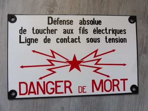 Plaque emaillee sncf danger - emaillee,