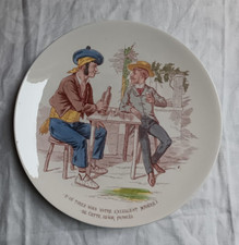 Sarreguemines ancienne assiette lentille humoristique  21,5 cm vers 1900