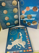 5 cartes de collection " Euroset "  pour série de 8 pièces ( 1 ct à 2 euro )