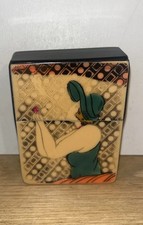 Ancienne Boîte À Cigarettes En Plastique Décor Femme Années Folles
