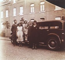 BELGIQUE Liège Famille Voiture c1935 PHOTO Plaque de verre Vintage Stereo 