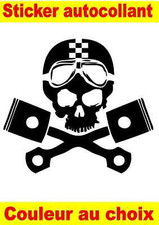sticker autocollant tête de mort skull piston motard hd deco réservoir , casque