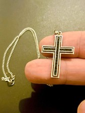 Très Ancien Pendentif croix en Et Pierre Noire,