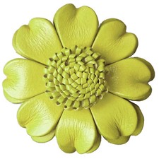 Broche Pince À Cheveux fête mariage FLEUR en cuir véritable vert clair anis uni