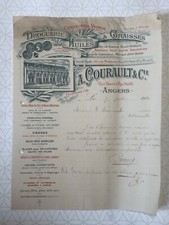 Ancienne Facture Courault Droguerie Huiles & Graisses Angers 1910