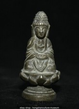 2" Old Chinese dynasty Purple Copper Shakyamuni Amitabha Buddha Sculpture statue