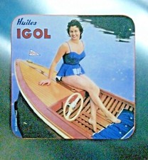 Dessous verre PIN UP IGOL vintage sous bock ( bateau ☆ riva boat )