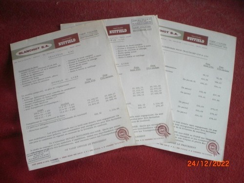 Lot tarifs tracteurs - lot,