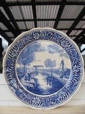 ASSIETTE MURALE FAÏENCE DE DELFT Décor PAYSAGE 34,5 cm