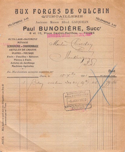 1921 quincaillerie aux forges - quincaillerie,