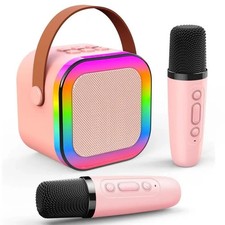 Karaoké Enfant Adulte 2 Micros sans Fil Bluetooth LED Enceinte Cadeau Noël