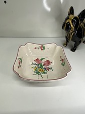 Saladier KG Luneville France décors florale peint à la main 3/4 impacts