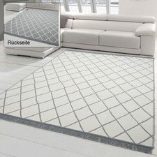 Tapis RÉVERSIBLE pour Intérieur & Extérieur avec 2 Designs Losanges gris & crème
