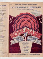 OPÉRETTE BOUCOT FRIML ROSE MARIE PARTITION LE TERRIBLE HERMAN STOTHART 1927