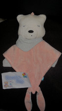 doudou peluche plat ours rose