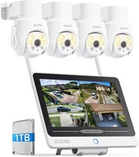 ZOSI 5MP Kit Caméra PT de Surveillance WiFi6 avec 12” Moniteur NVR 8CH en 8MP