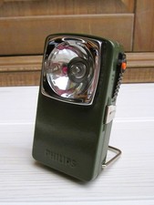 Lampe de poche réfléchissante PHILIPS vintage verte en métal avec poignée