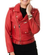 Blouson de motard rouge pour