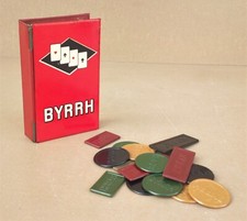 Ancienne boite BYRRH tôle porte jeu de cartes jetons plastique pub bar bistrot