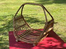 porte bûches ou porte revue bois courbé année 70" vintage - hauteur 42 cm