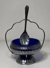 Sucrier en verre bleu cobalt