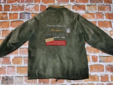 Chevignon Vintage Veste en Cuir Manteau MILLS SYSTEM Daim Vert Taille: L Tip Top