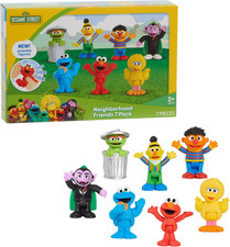 Sesame Street Neighborhood Friends, 7-Piece Poseable Figurines, Kids Toys
