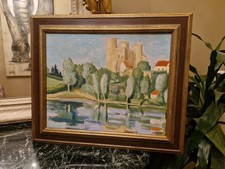 Peinture Ancienne Encadrée Paysage Signée 