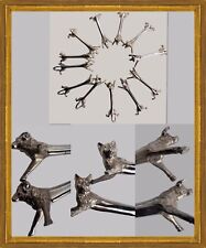 12 PORTES COUTEAUX EN BRONZE CHROMÉ À TÊTE D ANIMAUX