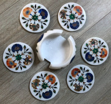 Belle Série de Dessous verre Marbre et Mosaïque Pierre Dure