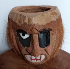 Vintage art africain: tête sculptée masque noix de coco N°2   C76