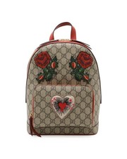 Preloved gucci GG Supreme Floral Appliqu Backpack Women Beige One Size