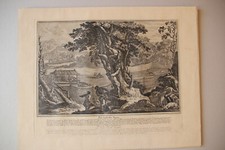 Retirage XIXe d'une gravure de RIDINGER (XVIIIe). " La chasse....."