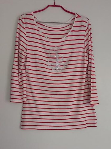 Pull léger rayé blanc rouge - léger,