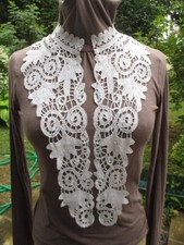 grand col plastron dentelle fuseaux main dentelle flamande ancienne XIX-1900