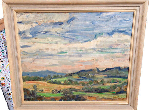 Tableau paysagé signé vaclav - tableau,