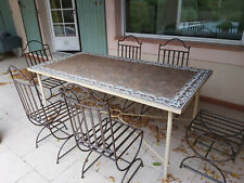 Table jardin rectangulaire et 6 chaises fer forgé,  zelliges pour la table