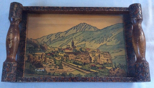 Plateau ancien pyrogravure - plateau,